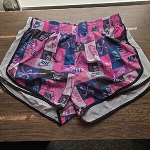 Nike Women's Vibrant Pink and Blue Athletic Shorts